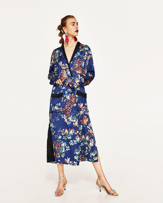 Zara, DŁUGIE KIMONO W KWIATY, 299,00 PLN, zara.com